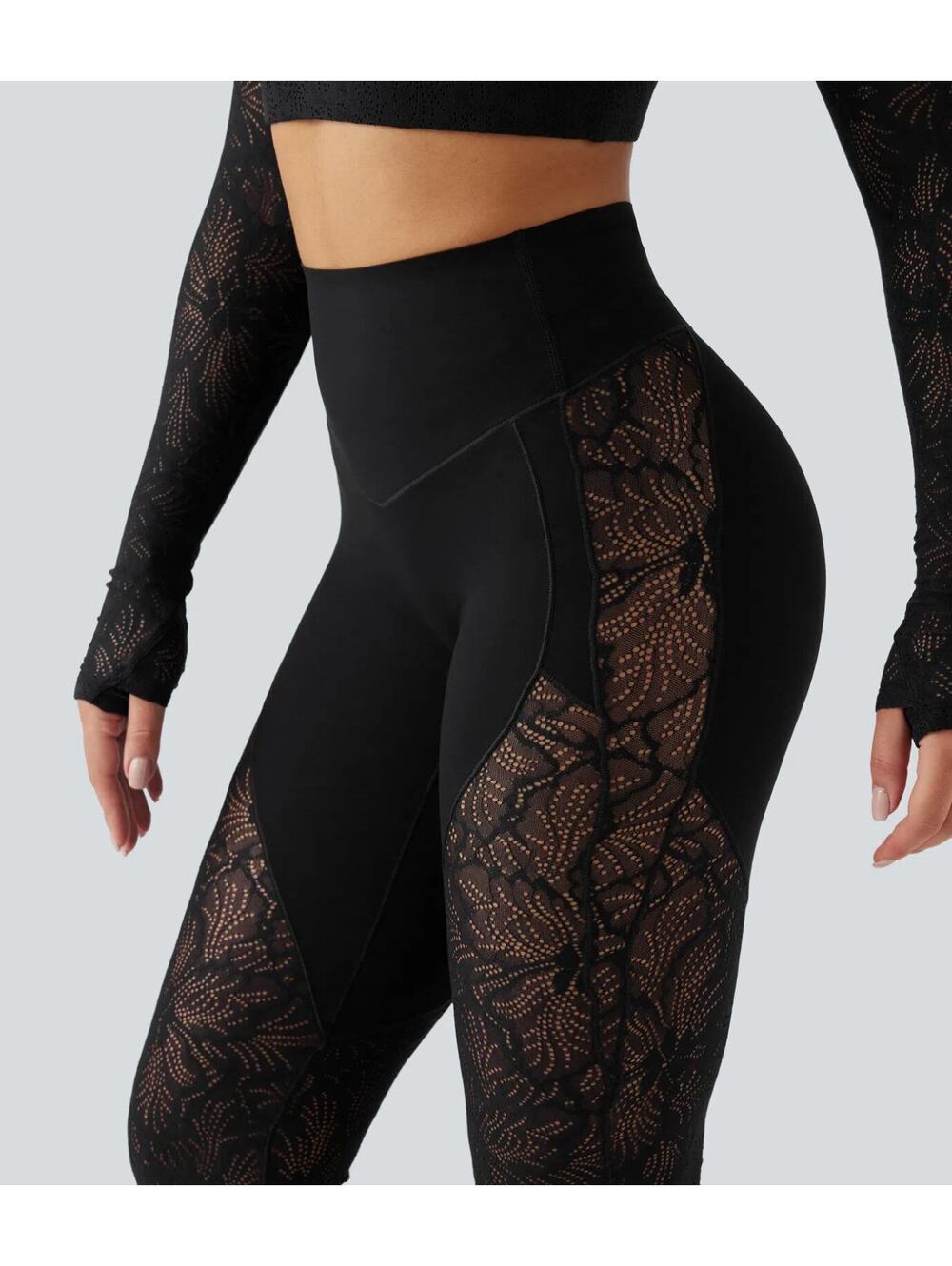 Halara UltraSculpt High Waisted Tummy Control Contrast Flare Legging Black Small - Picture 8 of 10